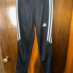 Adidas Kids Black Joggers with White Stripes